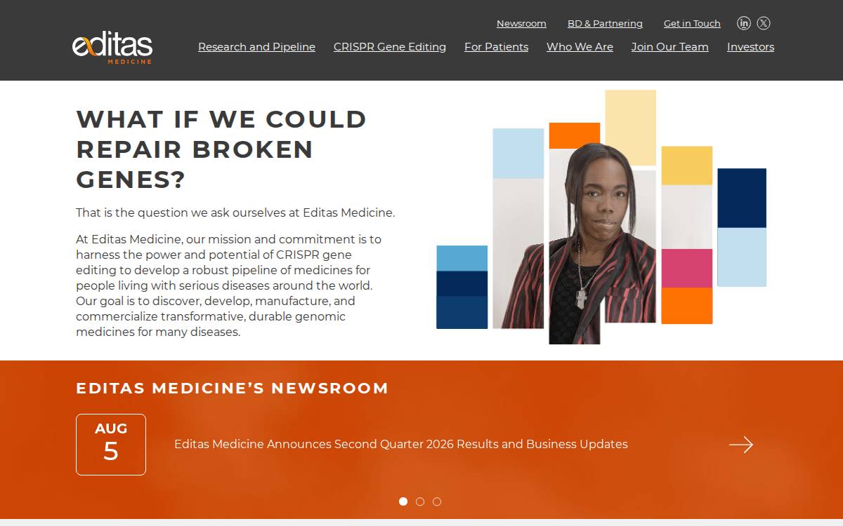 Editas Medicine website preview