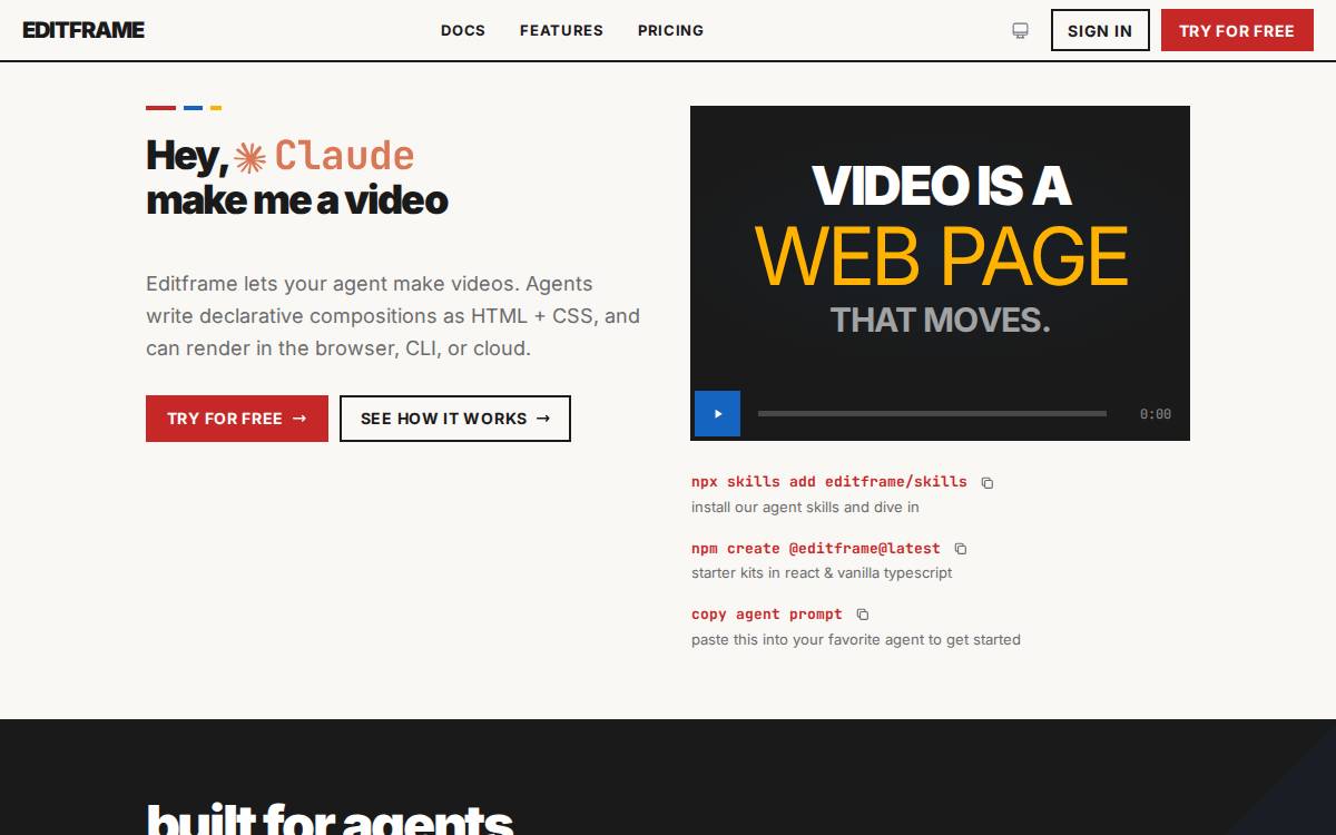 Editframe website preview