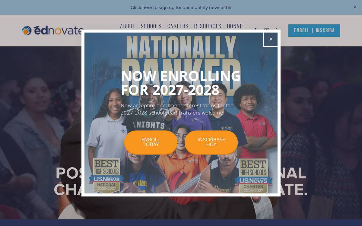 Ednovate 8 Schools website preview
