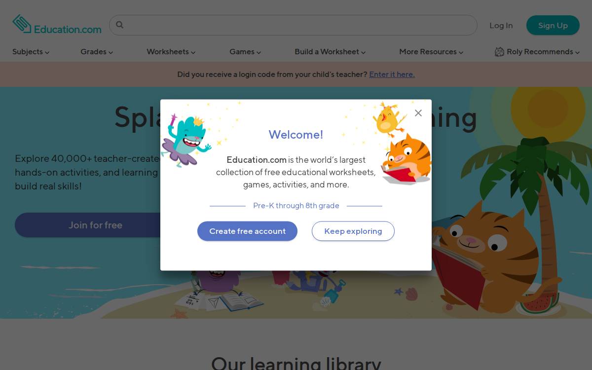 Education website preview