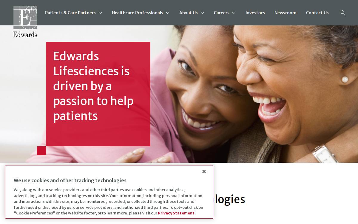 Edwards Lifesciences website preview