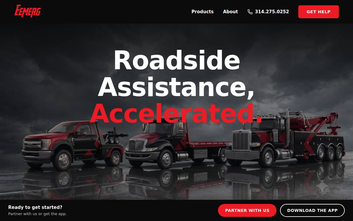 Eemerg Roadside Assistance Marketplace website preview