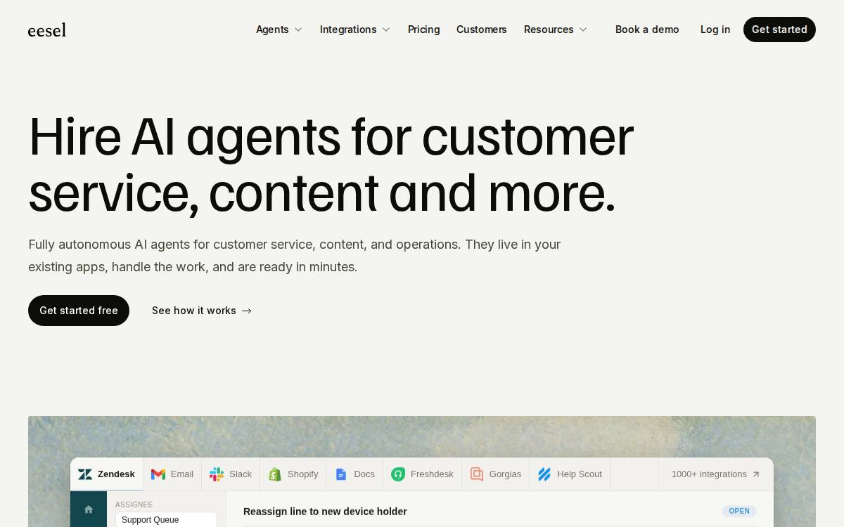 Eesel website preview