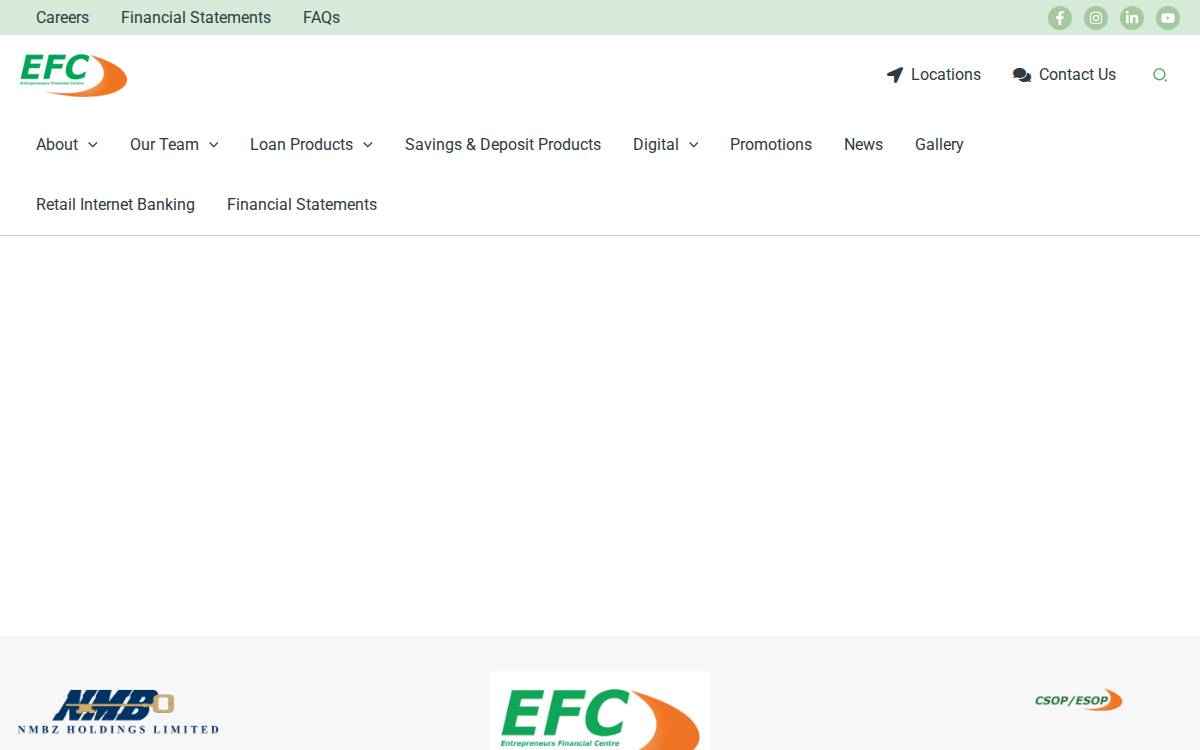 EFC Zambia website preview