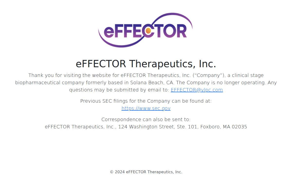 Effector Therapeutics website preview