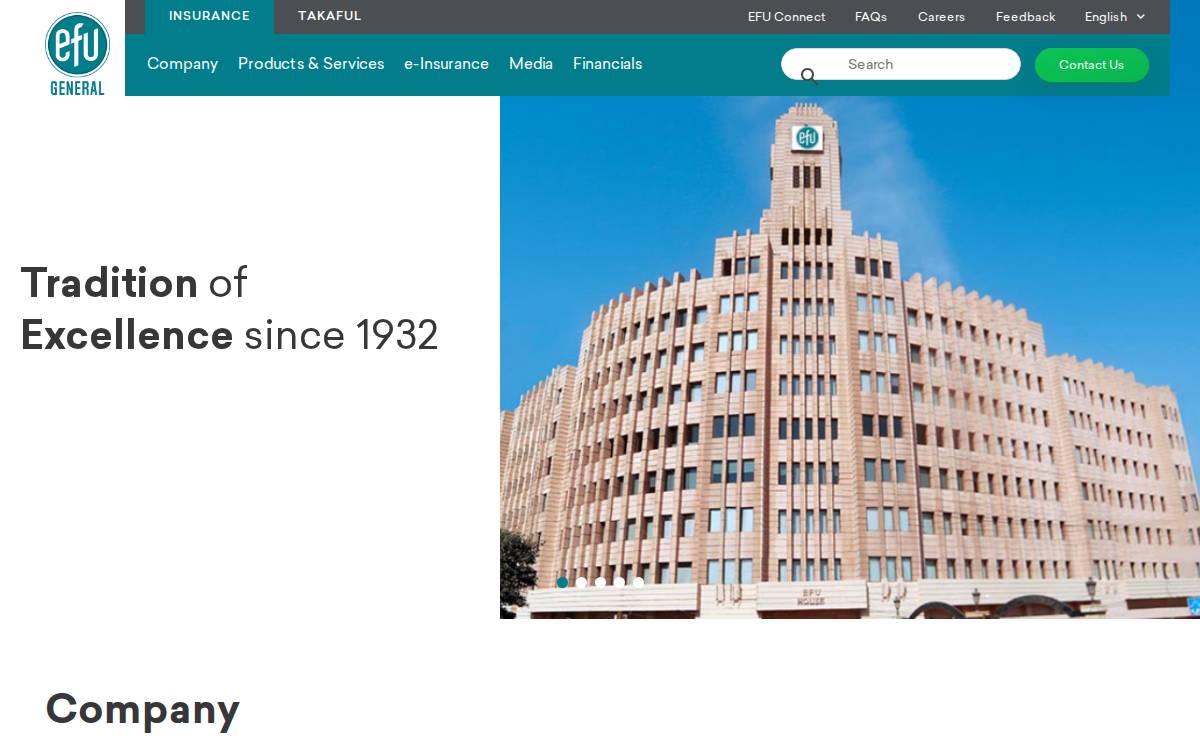 EFU Insurance website preview