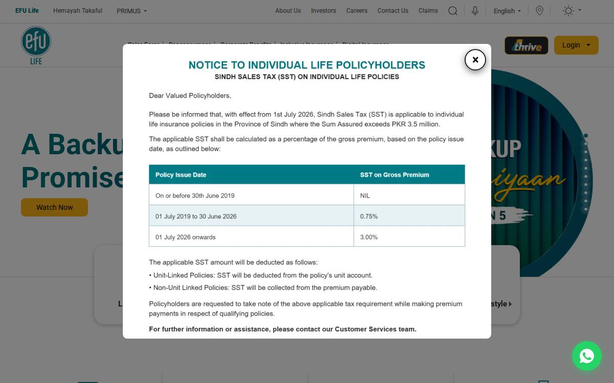 EFU Life website preview