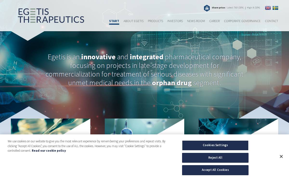 Egetis Therapeutics website preview