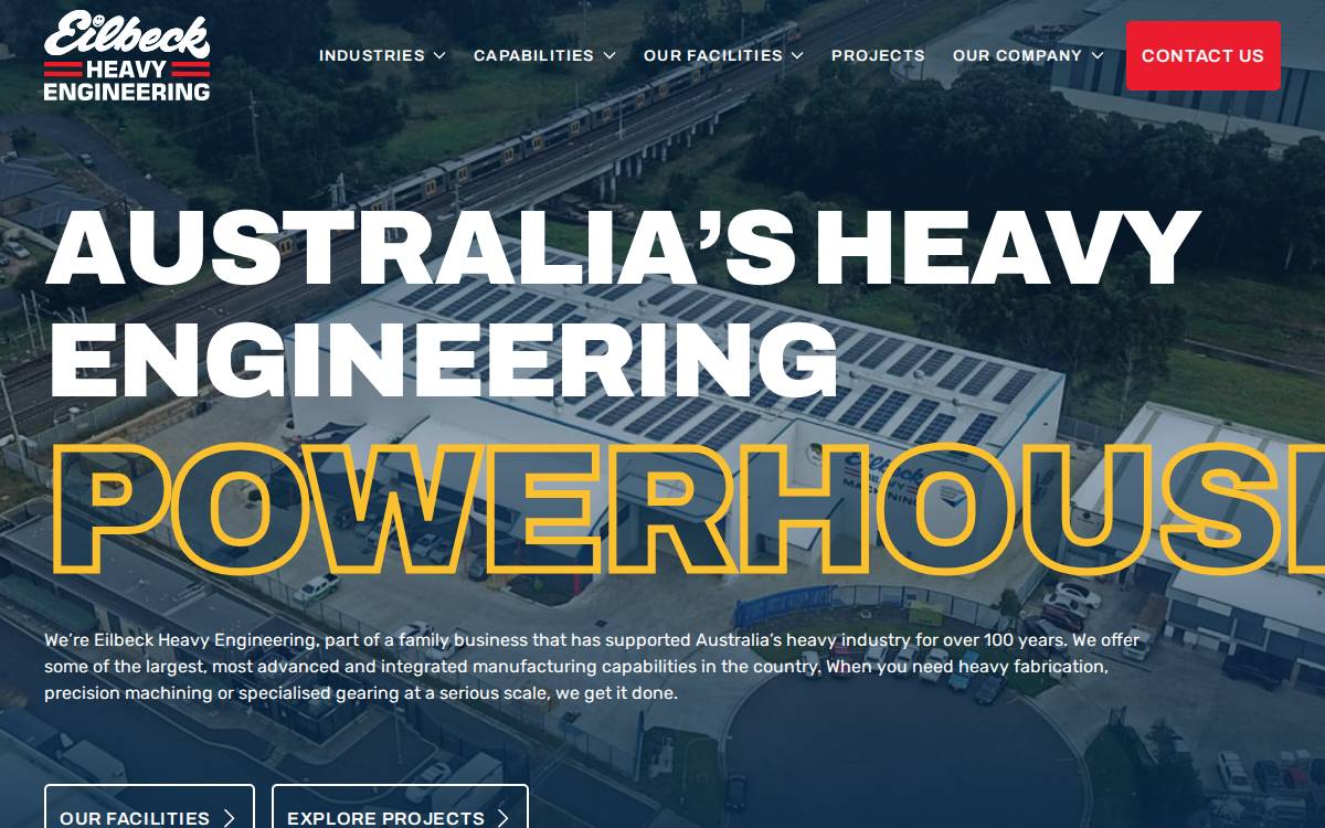 Eilbeck Heavy Machining website preview