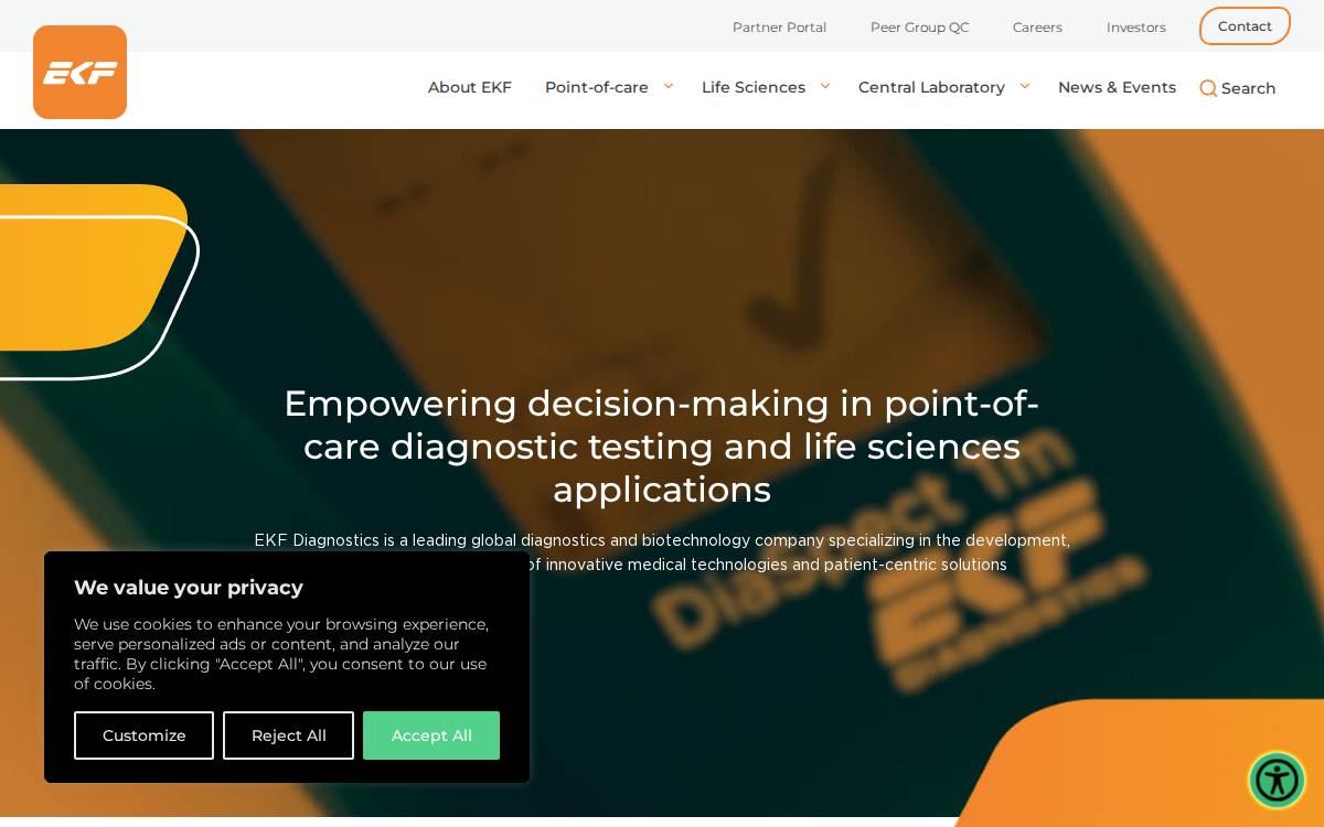 EKF Diagnostics website preview