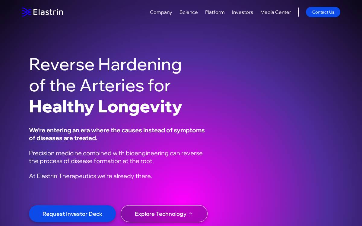 Elastrin Therapeutics website preview