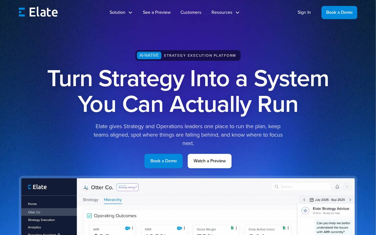 Elate website preview