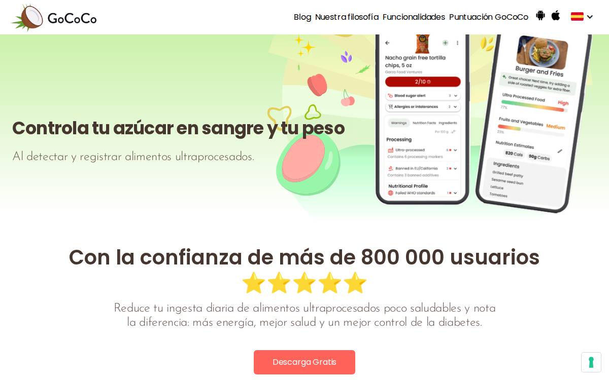 ElCoco Nutrition app website preview