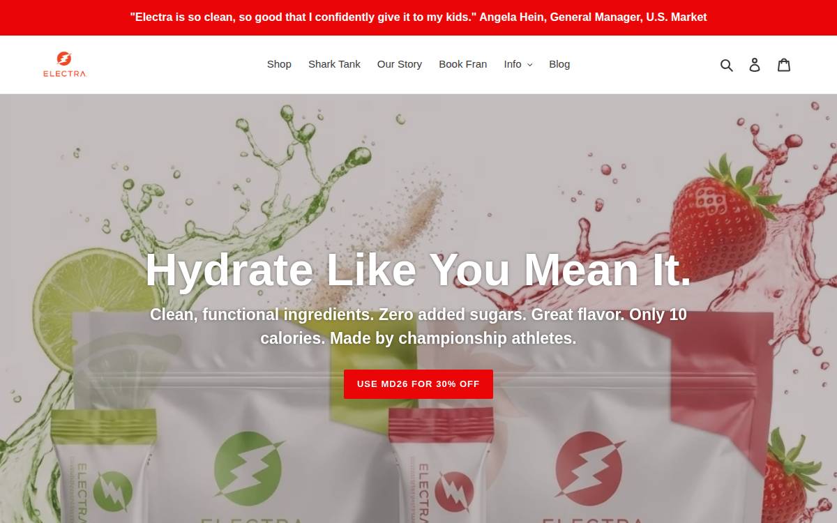 Electra Beverages website preview