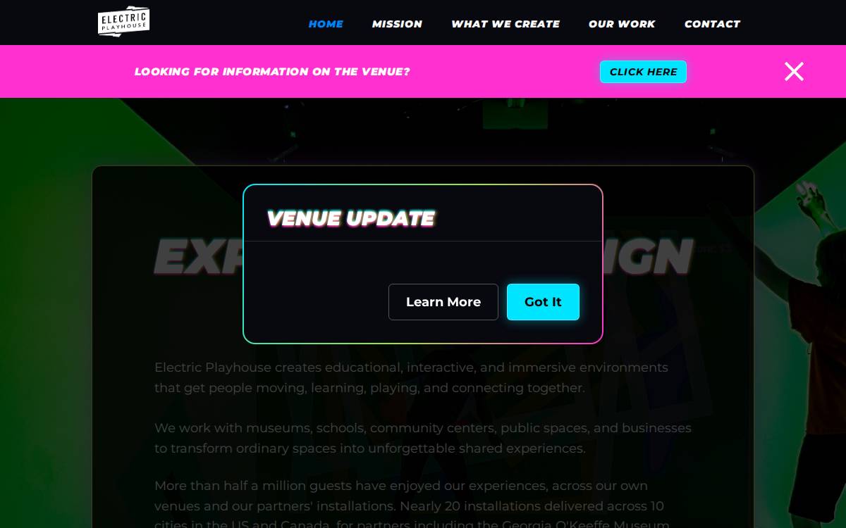 Electric Playhouse website preview