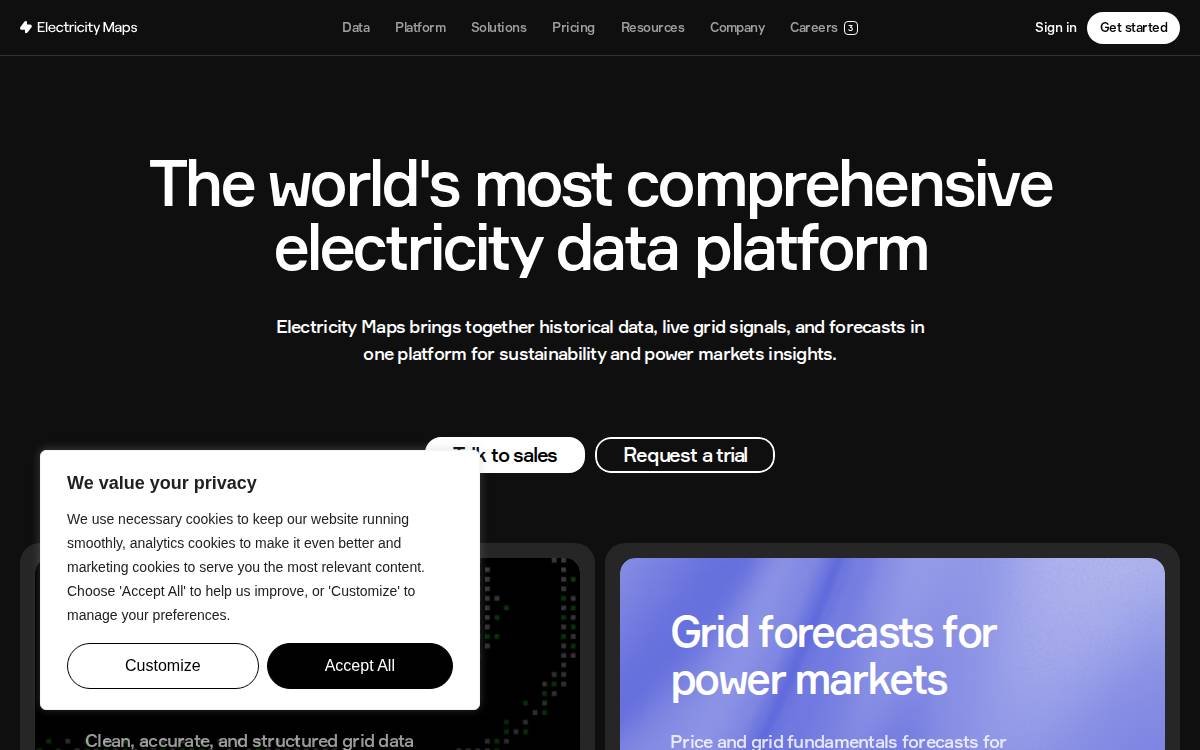 Electricity Maps website preview