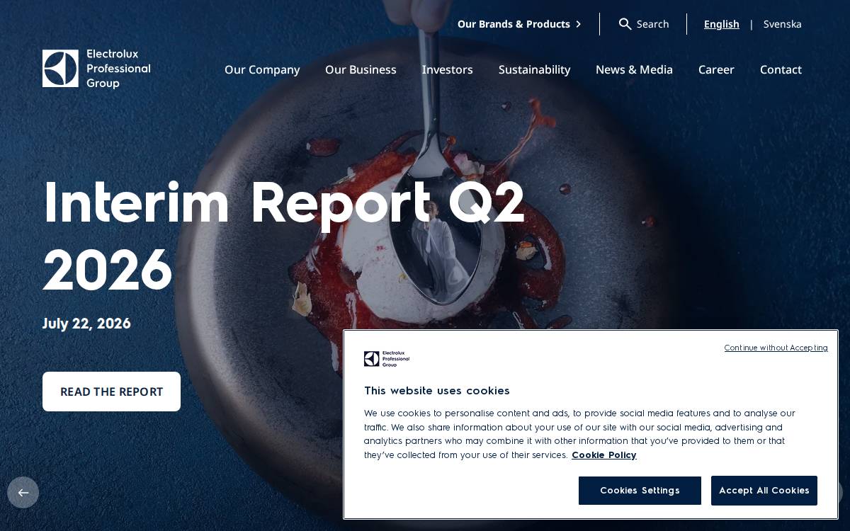 Electrolux Professional Group website preview