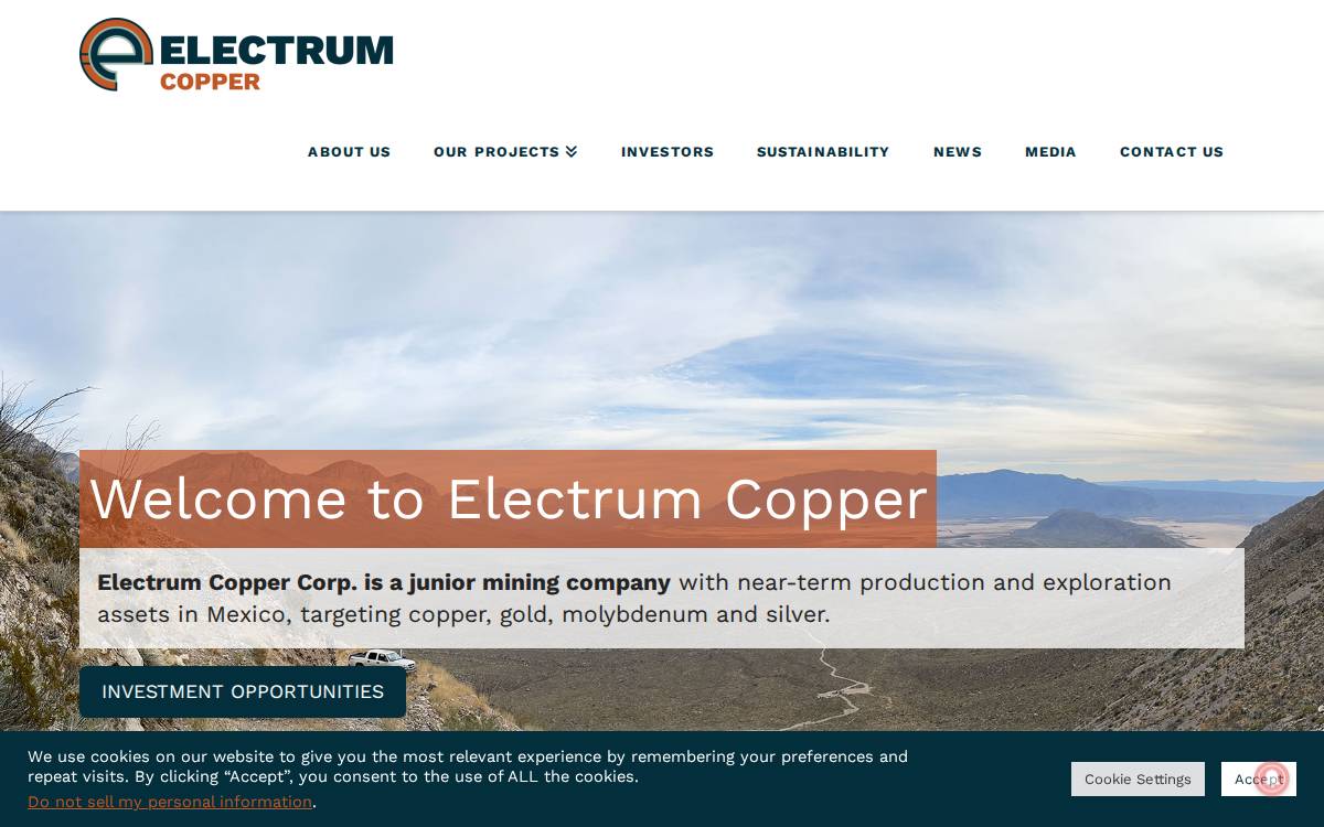 Electrum Copper website preview