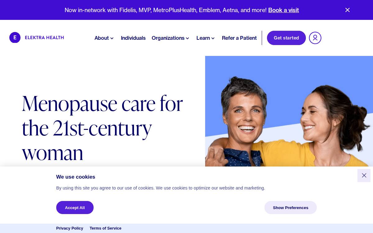 Elektra Health website preview