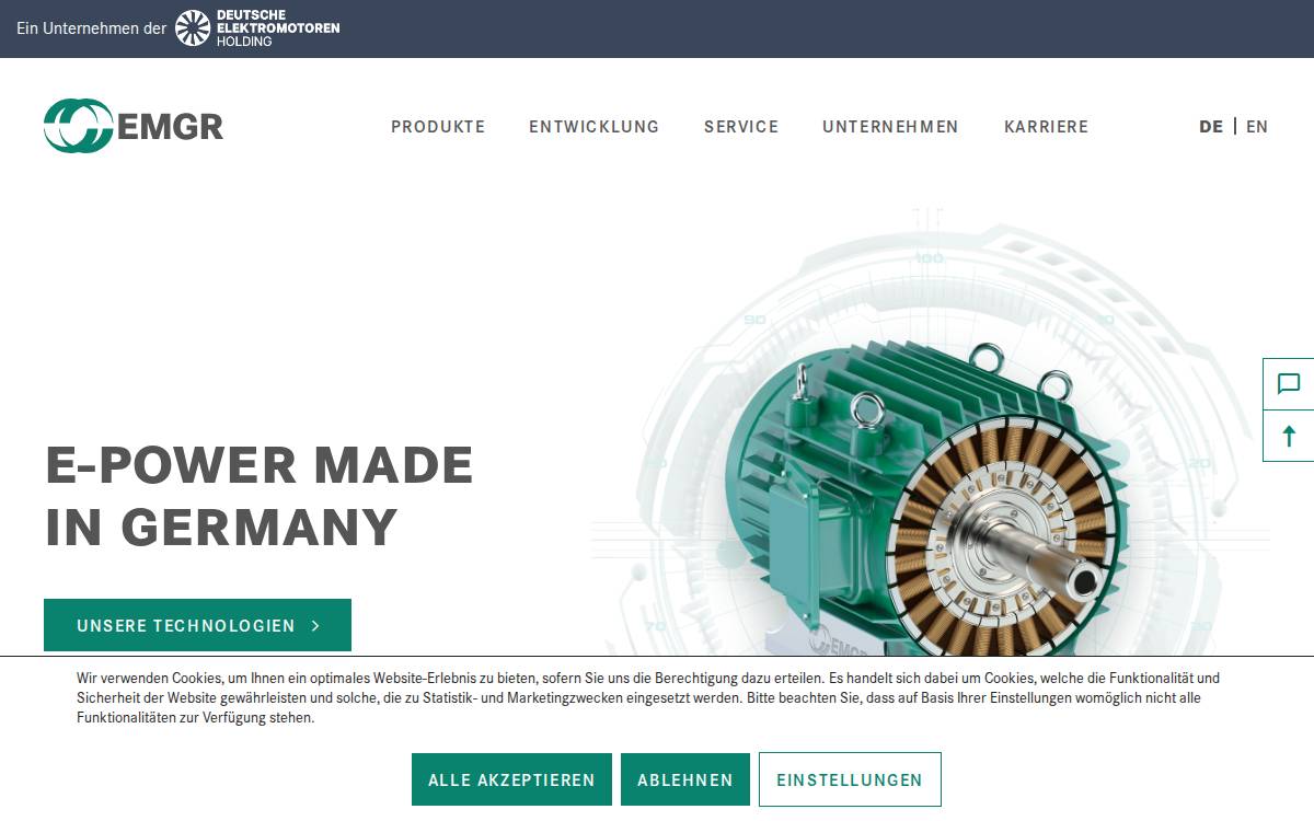 Elektromotorenwerk Grünhain GmbH website preview