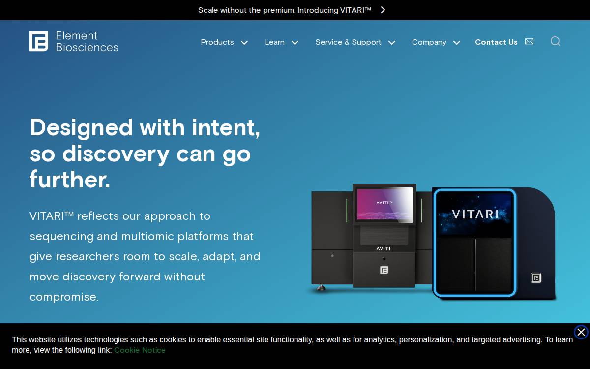 Element Biosciences website preview