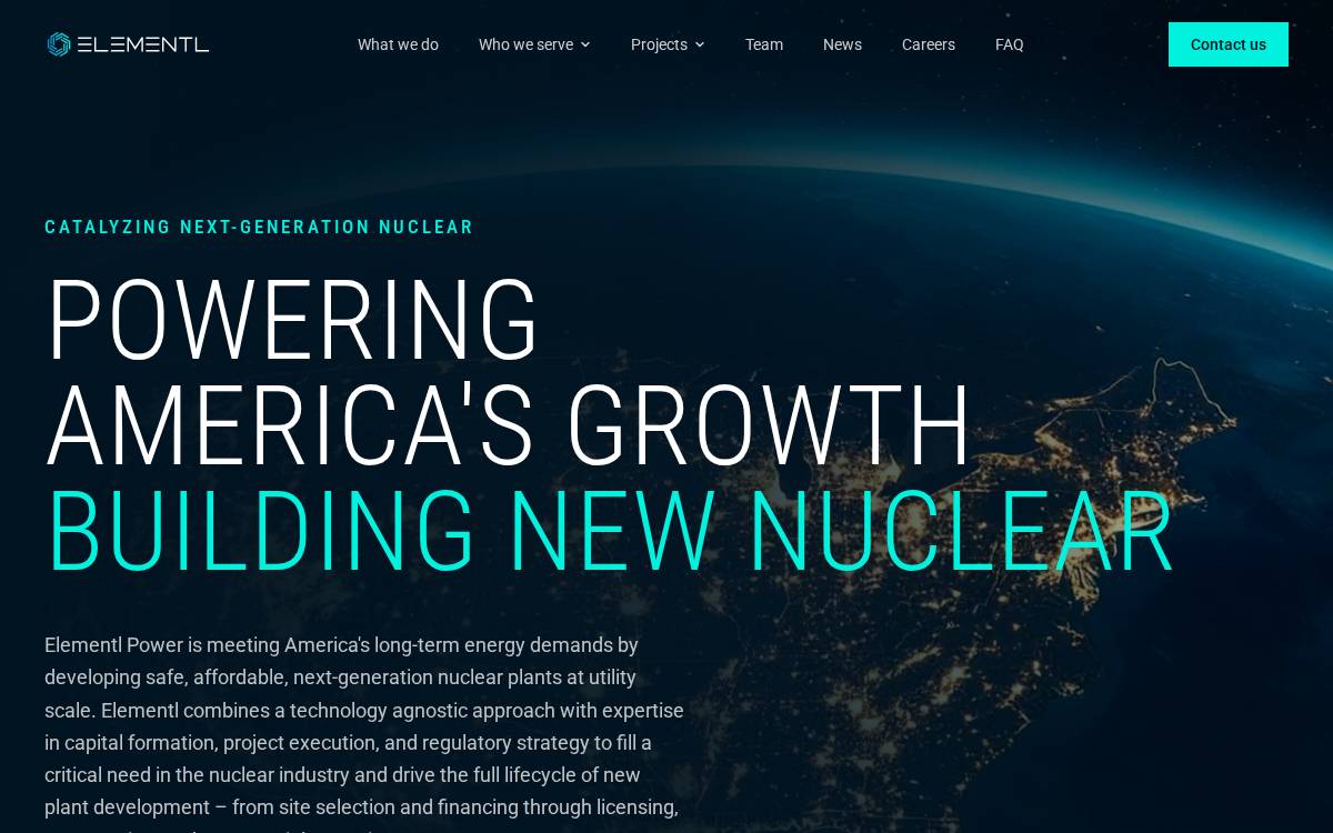 Elementl Power website preview