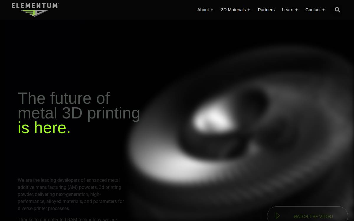 Elementum 3D website preview