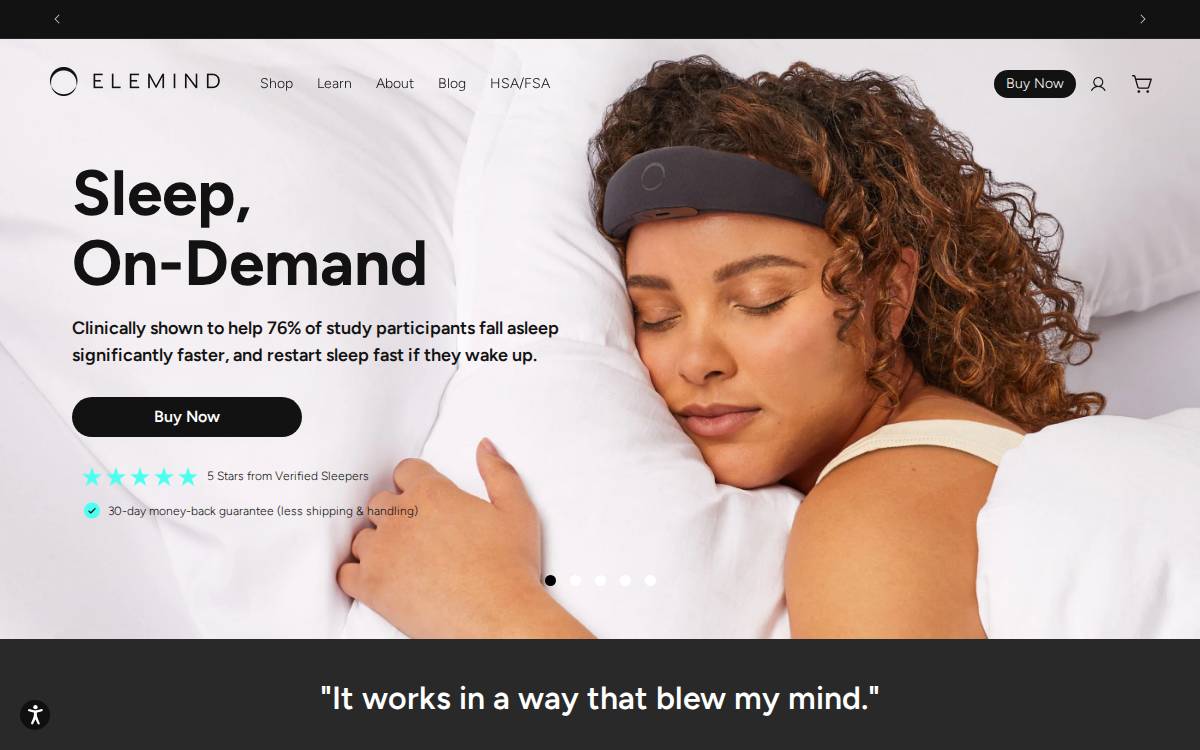 Elemind website preview