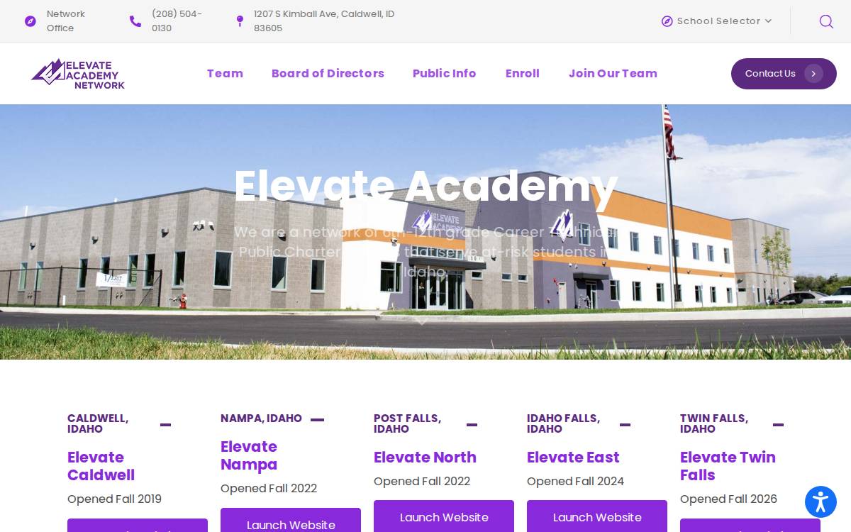 Elevate Academy 5 Schools website preview