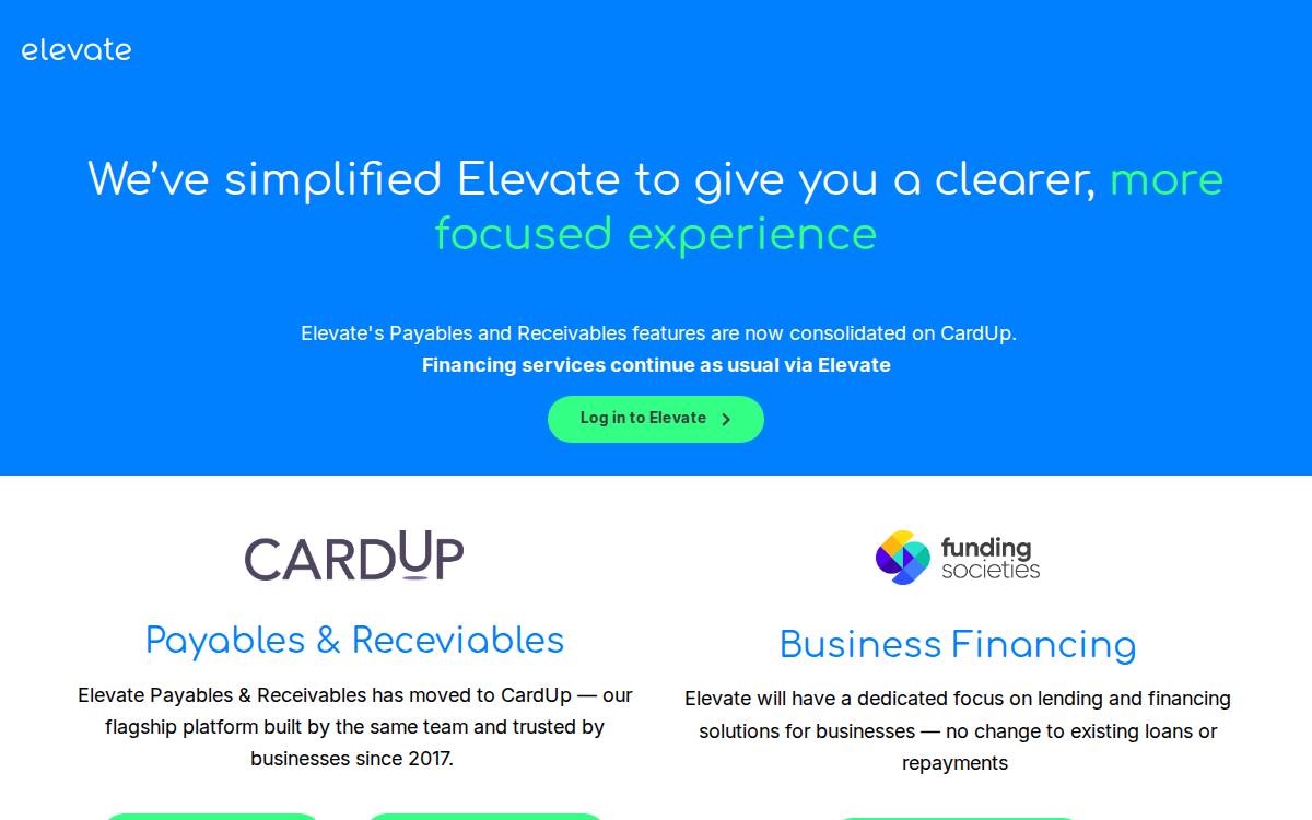 Elevate for Business website preview
