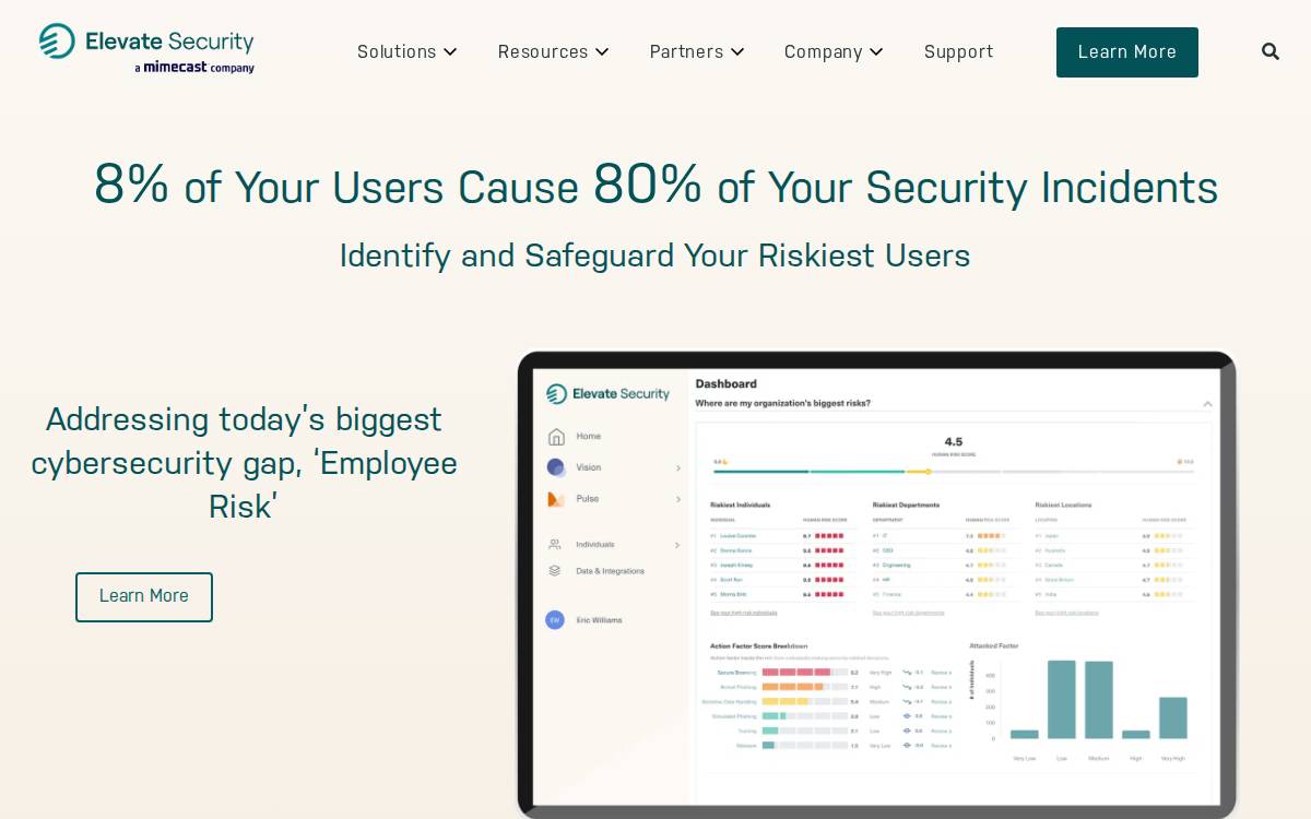 Elevate Security website preview