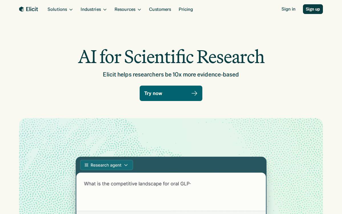 Elicit website preview