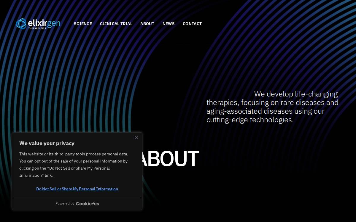 Elixirgentherapeutics website preview