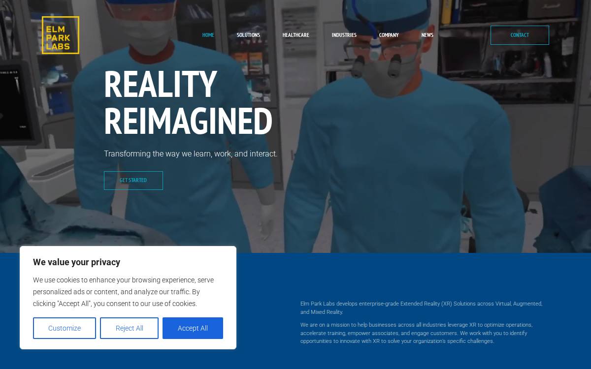 Elm Park Labs website preview