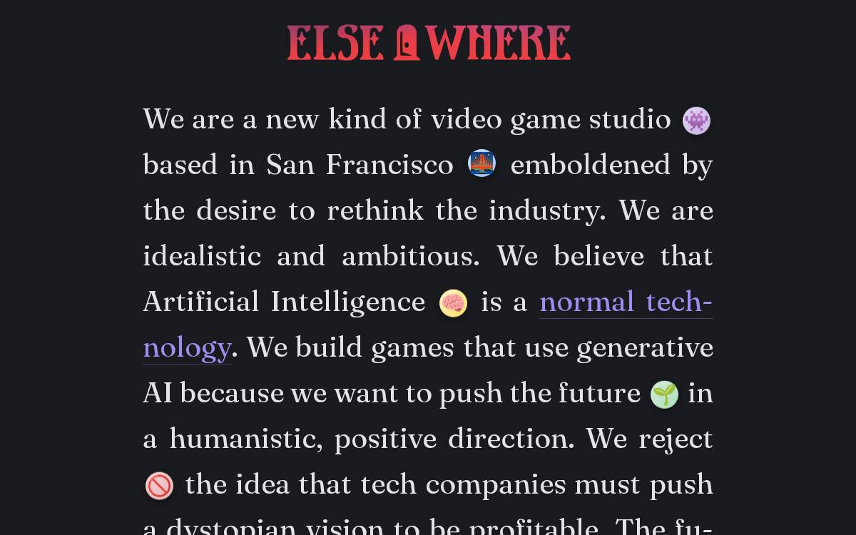 Elsewhere website preview