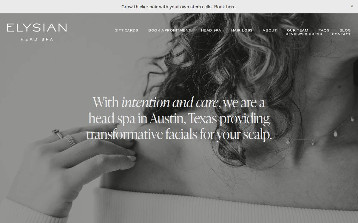 Elysian Head Spa website preview