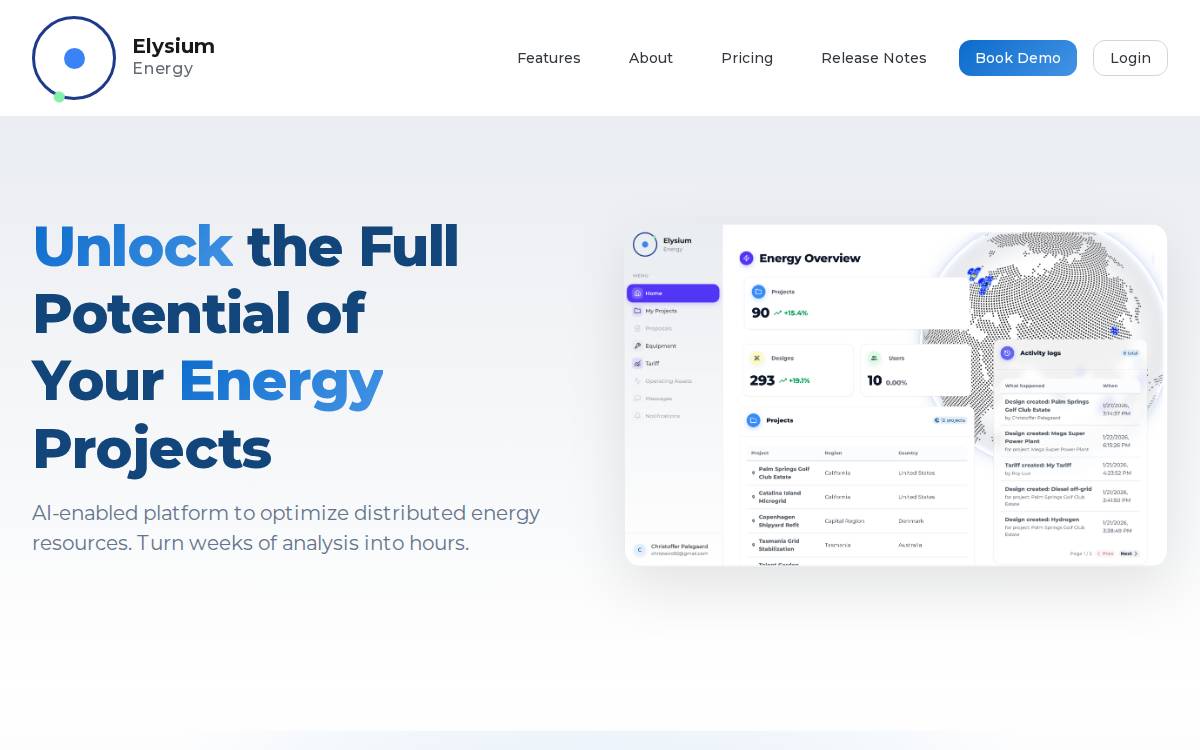 Elysium Energy website preview