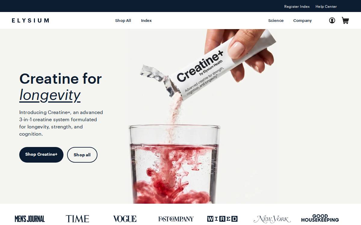 Elysium Health Website website preview
