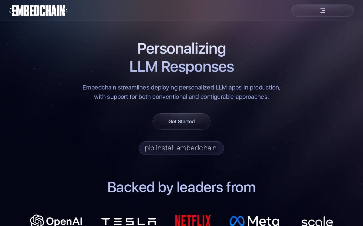 Embedchain website preview