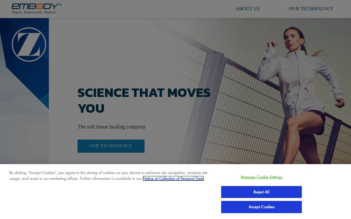 Embody, Inc. website preview