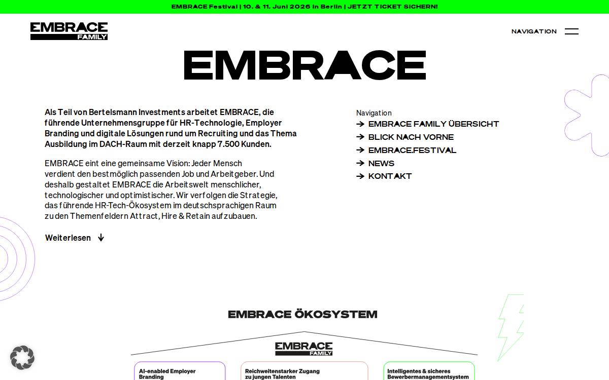 Embrace website preview