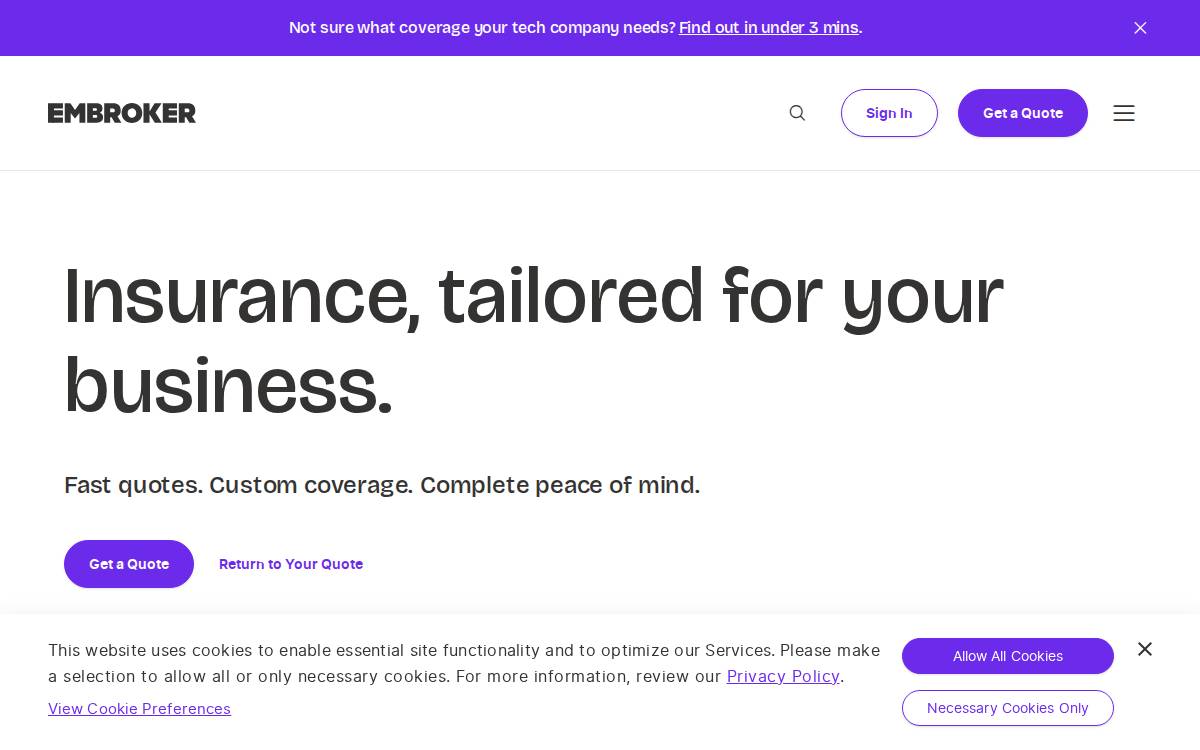 Embroker website preview