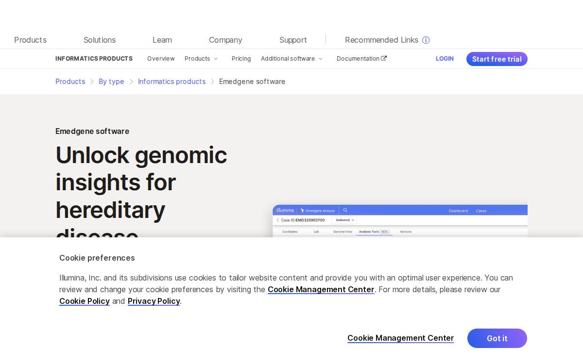 Emedgene website preview