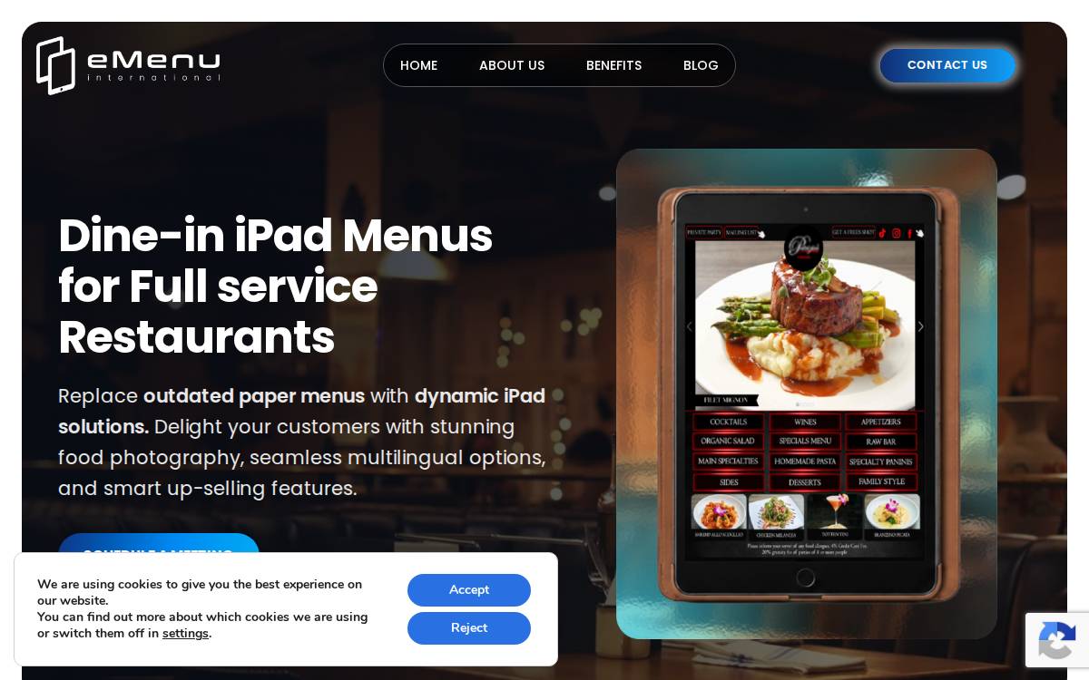 Emenu International website preview