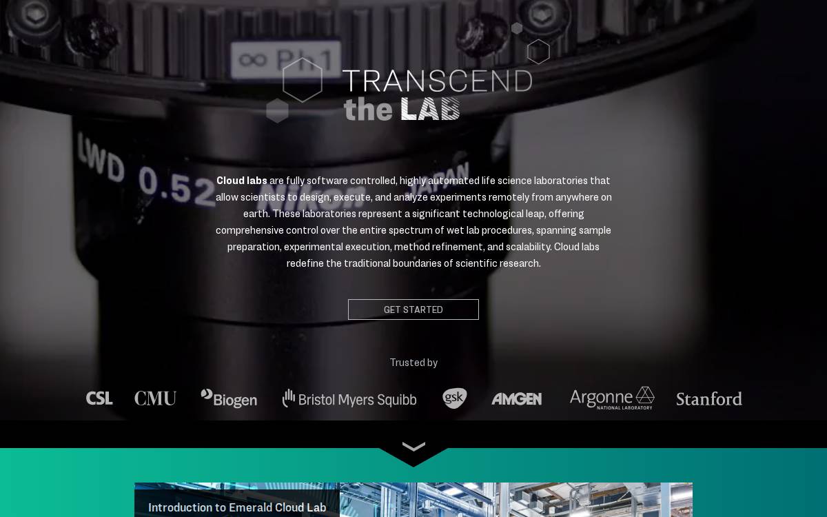 Emerald Cloud Lab website preview