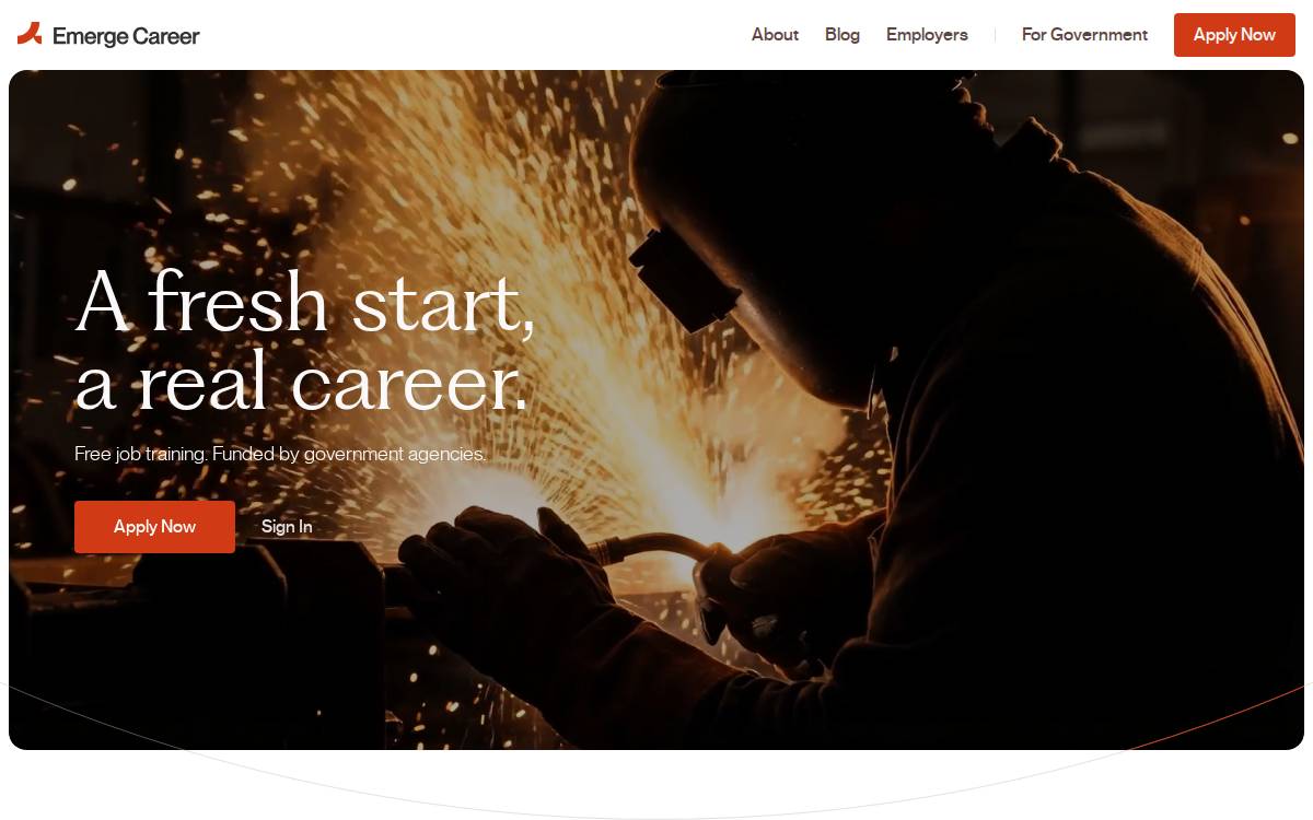 Emerge Career website preview