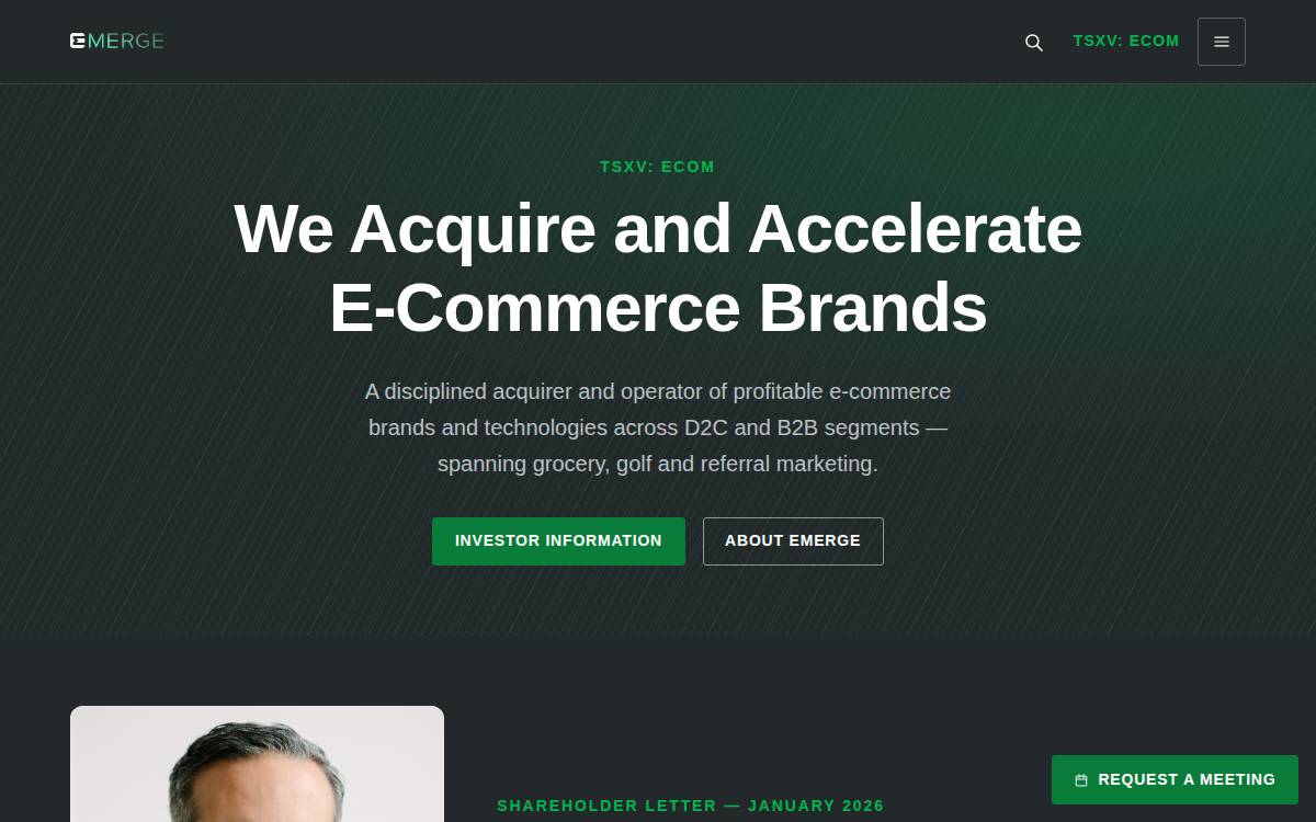 Emerge Commerce website preview