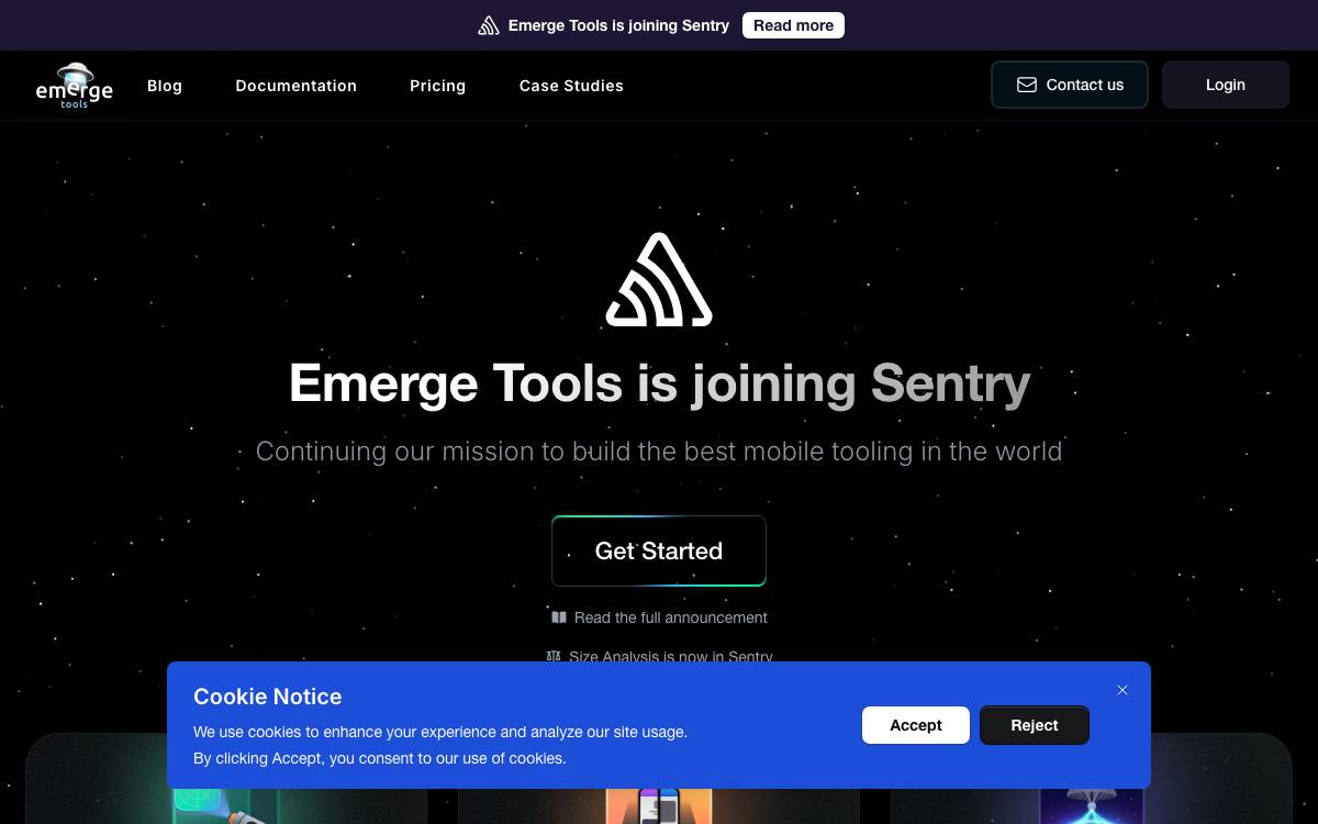 Emerge Tools website preview