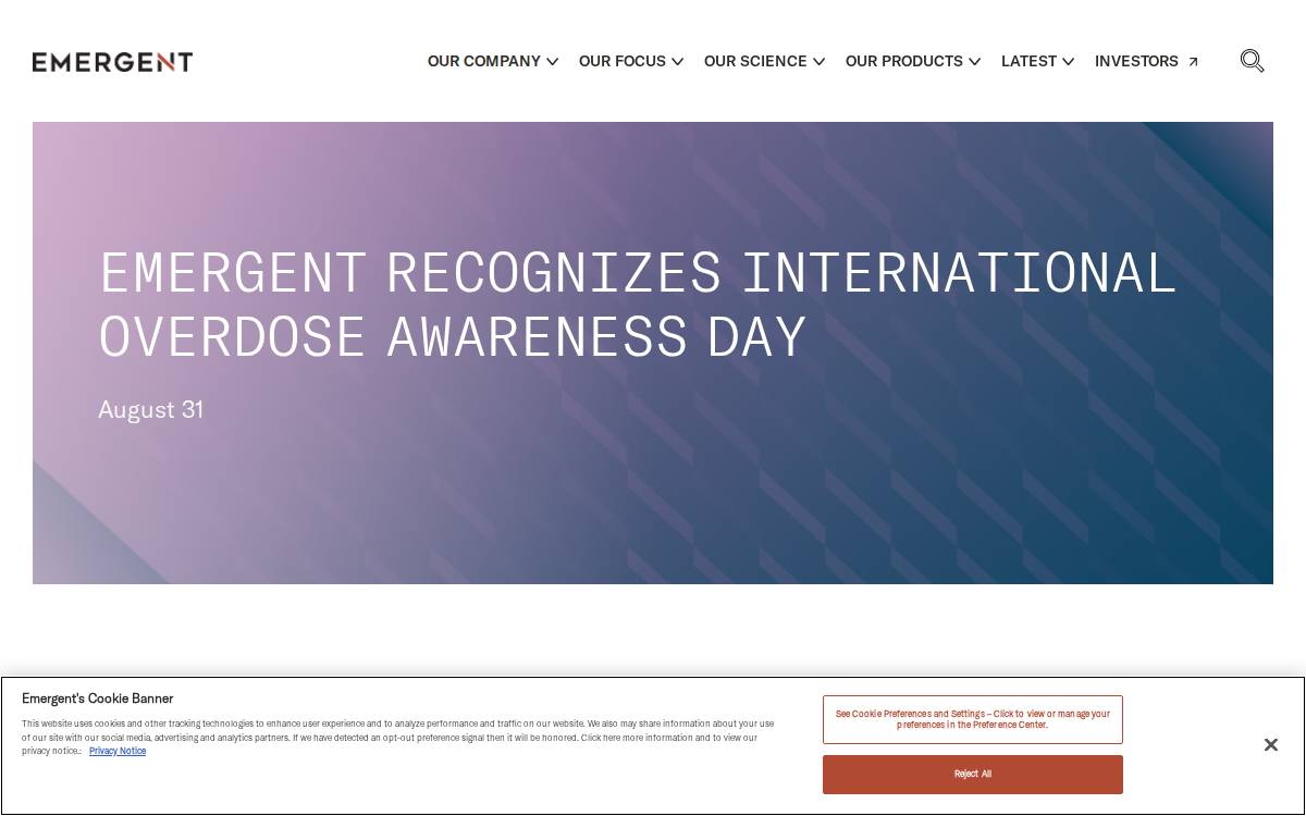 Emergent Biosolutions website preview