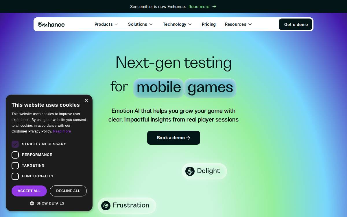 Emhance website preview